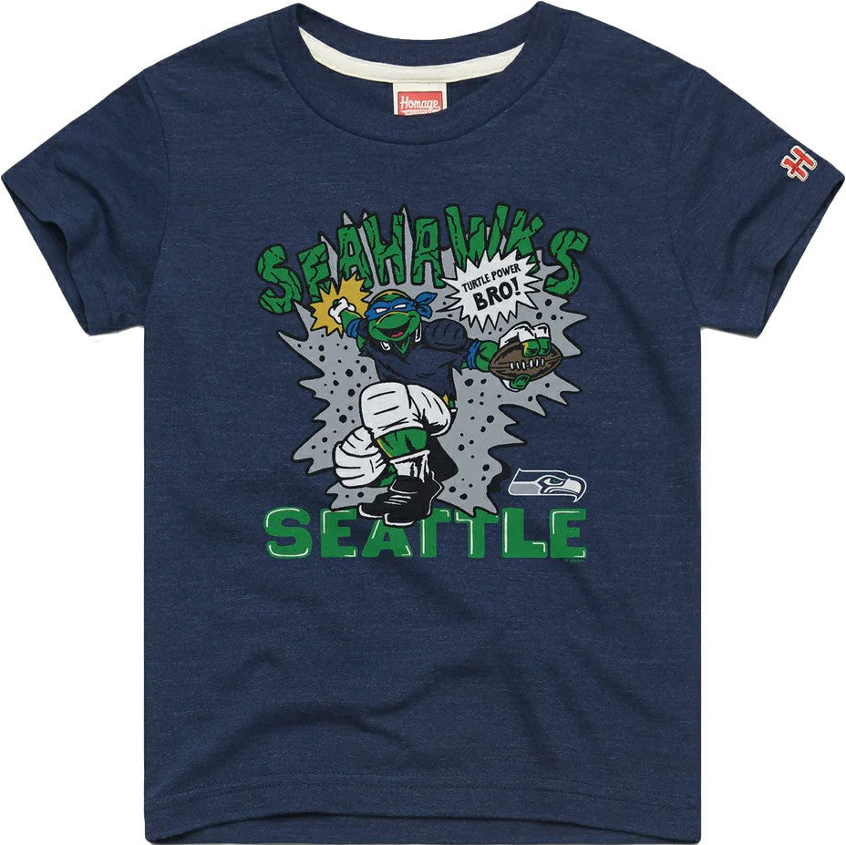 Seattle Seahawks Leonardo  Homage Youth TMNT Tri-Blend T-Shirt | NFL Outlet