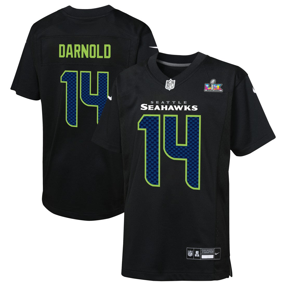 Seattle Seahawks Sam Darnold  Youth Super Bowl LX Carbon Fashion Game Jersey | NFL New