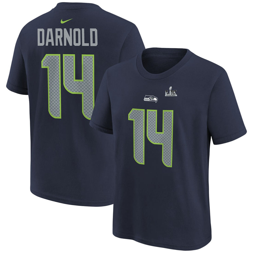 Seattle Seahawks Sam Darnold  Youth Super Bowl LX Name & Number T-Shirt | NFL Outlet