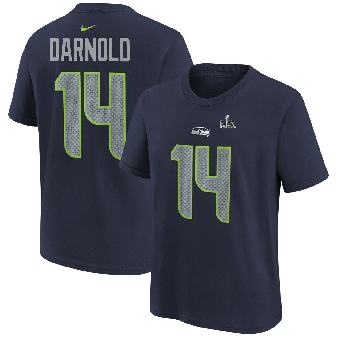 Seattle Seahawks Sam Darnold  Youth Super Bowl LX Name & Number T-Shirt | NFL Outlet