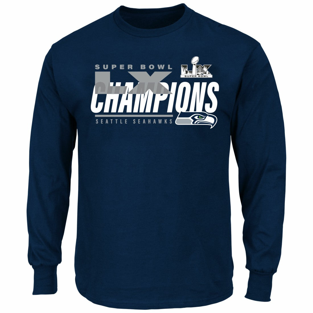 Seattle Seahawks Super Bowl LX Champions Big & Tall Iconic Victory Long Sleeve T-Shirt | NFL New