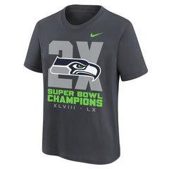 Seattle Seahawks Youth Two-Time Super Bowl Champions Multi-Champs T-Shirt | NFL US