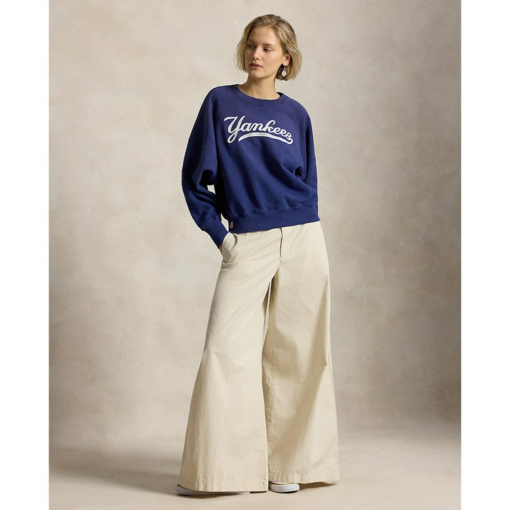 Yankees Polo Ralph Lauren Women's Vintage Knit Sweatshirt - MLB Sweatshirts