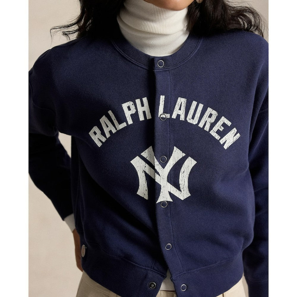 Yankees Polo Ralph Lauren Women's Seasonal Knit Full-Snap Cardigan - MLB