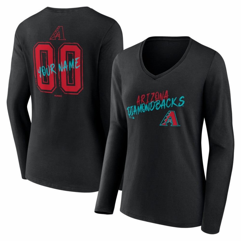 Arizona Diamondbacks Women's Hustle Personalized Name & Number Long Sleeve V-Neck T-Shirt - MLB T-shirts
