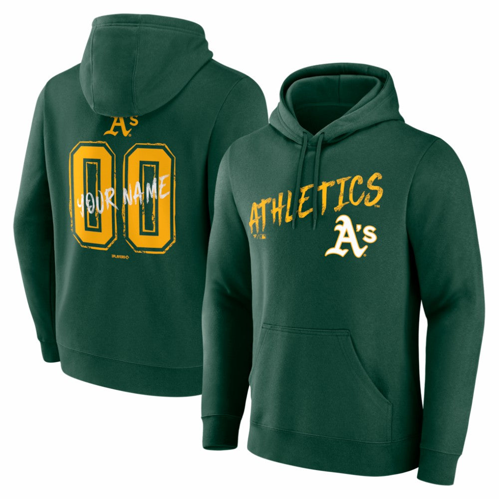 Athletics  Hustle Personalized Name & Number Hoodie - MLB Hoodies