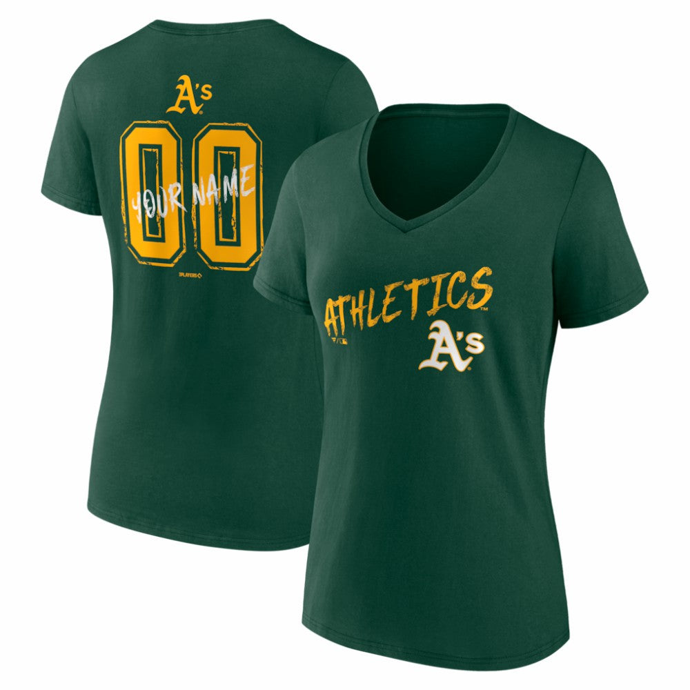 Athletics Women's Hustle Personalized Name & Number V-Neck T-Shirt - MLB T-shirts