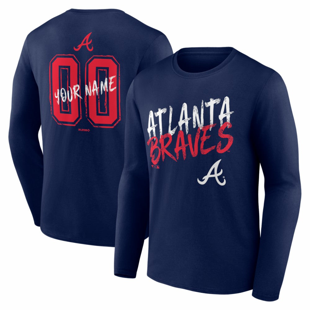 Atlanta Braves  Hustle Personalized Name & Number Long Sleeve T-Shirt - MLB T-shirts