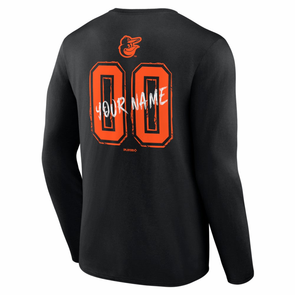 Baltimore Orioles  Hustle Personalized Name & Number Long Sleeve T-Shirt - MLB T-shirts