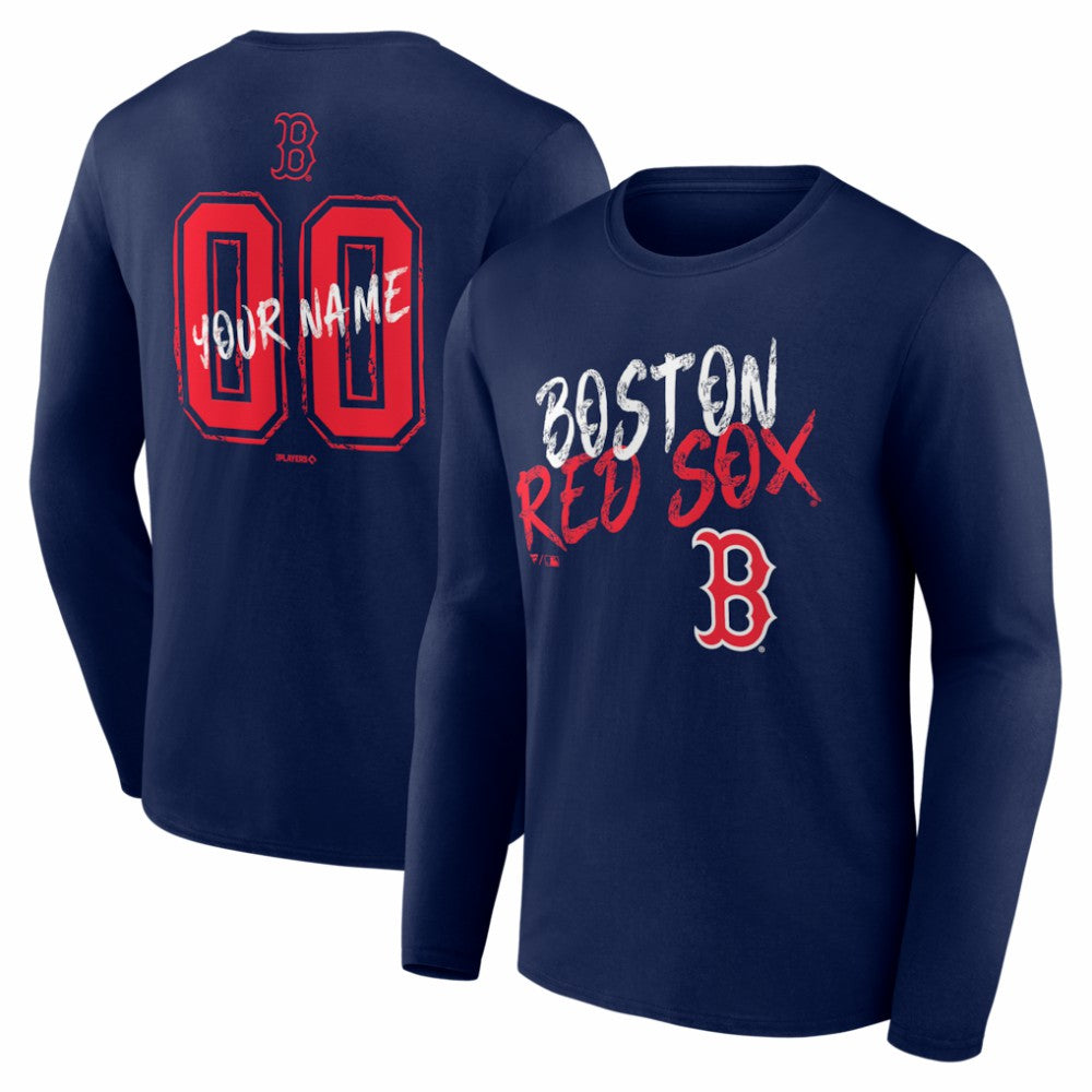 Boston Red Sox  Hustle Personalized Name & Number Long Sleeve T-Shirt - MLB T-shirts