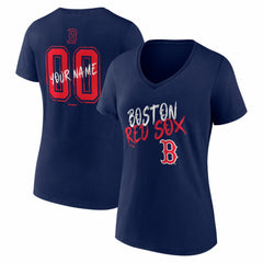 Boston Red Sox Women's Hustle Personalized Name & Number V-Neck T-Shirt - MLB T-shirts