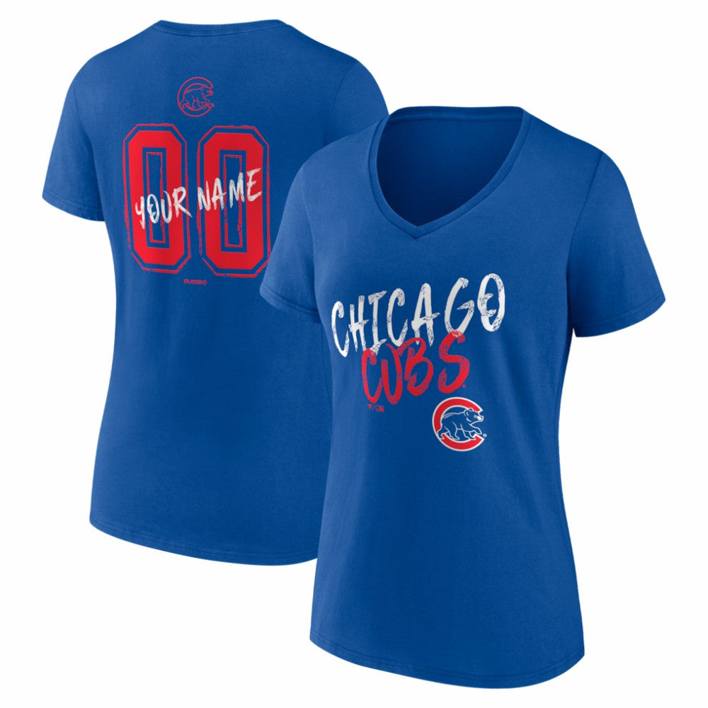 Chicago Cubs Women's Hustle Personalized Name & Number V-Neck T-Shirt - MLB T-shirts