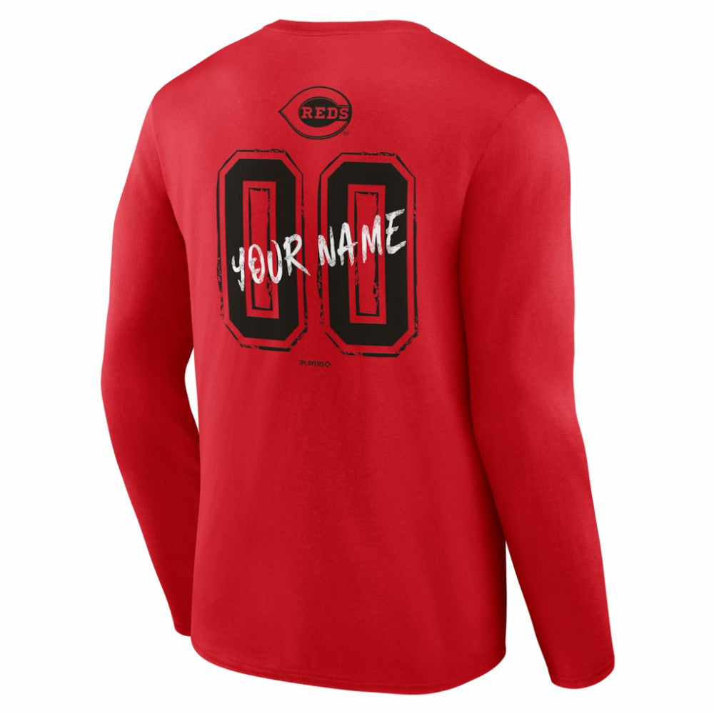 Cincinnati Reds  Hustle Personalized Name & Number Long Sleeve T-Shirt - MLB T-shirts