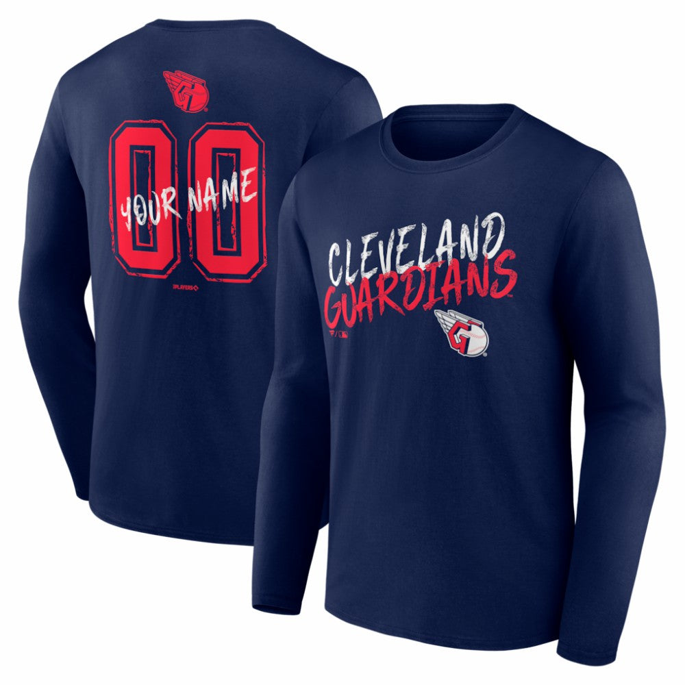 Cleveland Guardians  Hustle Personalized Name & Number Long Sleeve T-Shirt - MLB T-shirts