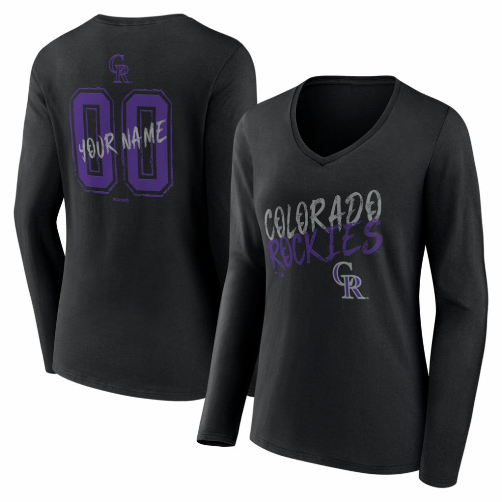 Colorado Rockies Women's Hustle Personalized Name & Number Long Sleeve V-Neck T-Shirt - MLB T-shirts