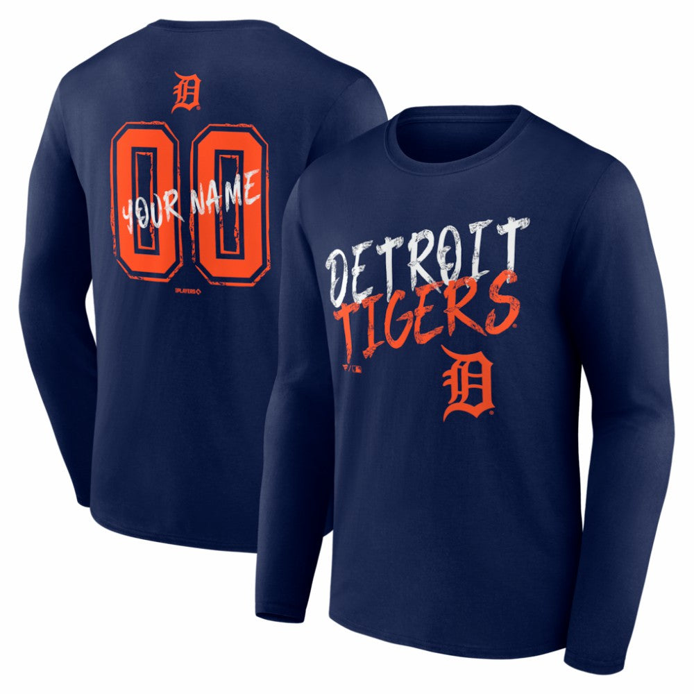 Detroit Tigers  Hustle Personalized Name & Number Long Sleeve T-Shirt - MLB T-shirts