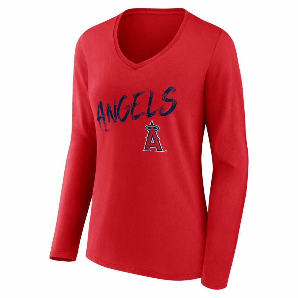 Los Angeles Angels Women's Hustle Personalized Name & Number Long Sleeve V-Neck T-Shirt - MLB T-shirts