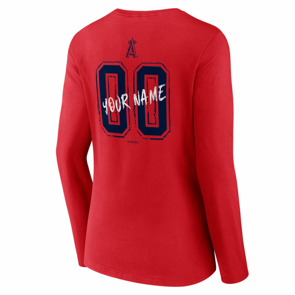 Los Angeles Angels Women's Hustle Personalized Name & Number Long Sleeve V-Neck T-Shirt - MLB T-shirts