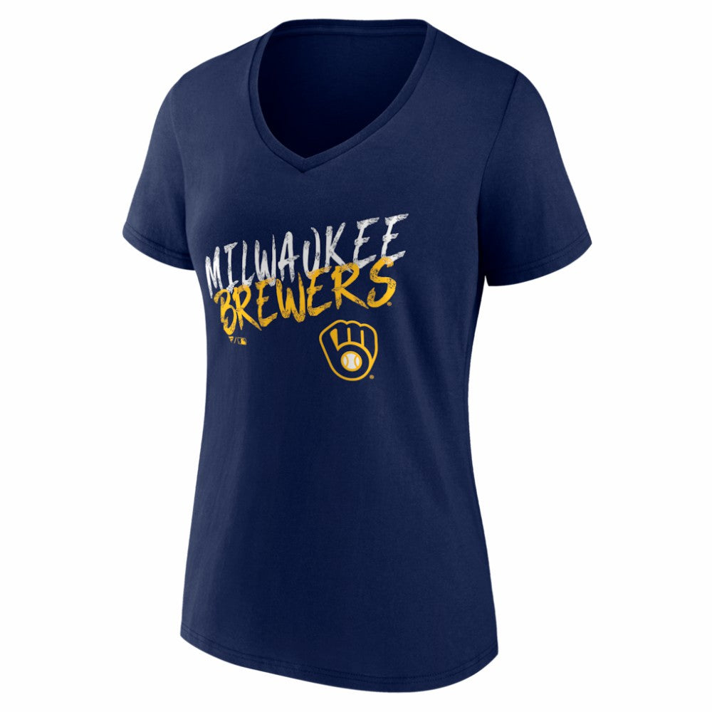 Milwaukee Brewers Women's Hustle Personalized Name & Number V-Neck T-Shirt - MLB T-shirts