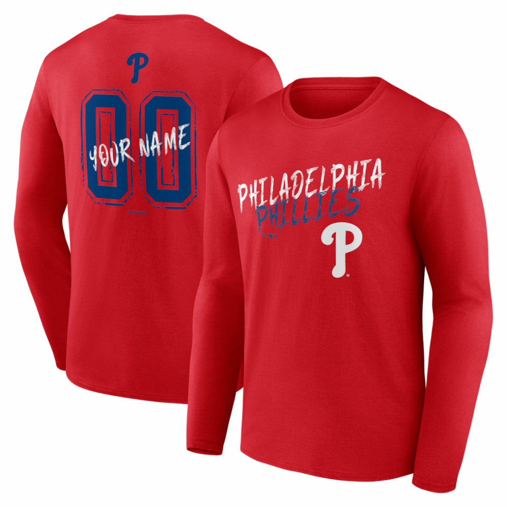Philadelphia Phillies  Hustle Personalized Name & Number Long Sleeve T-Shirt - MLB T-shirts