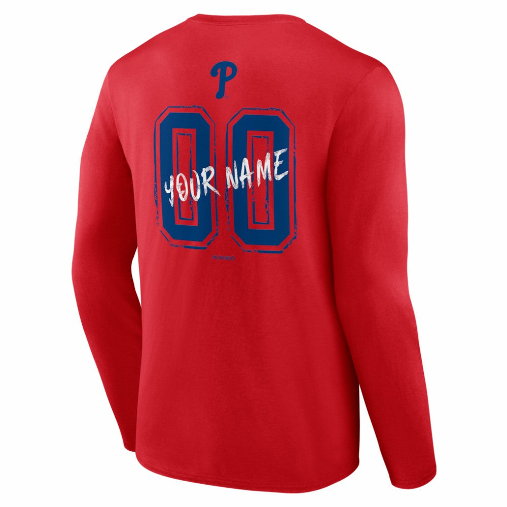 Philadelphia Phillies  Hustle Personalized Name & Number Long Sleeve T-Shirt - MLB T-shirts