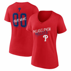 Philadelphia Phillies Women's Hustle Personalized Name & Number V-Neck T-Shirt - MLB T-shirts