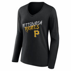 Pittsburgh Pirates Women's Hustle Personalized Name & Number Long Sleeve V-Neck T-Shirt - MLB T-shirts