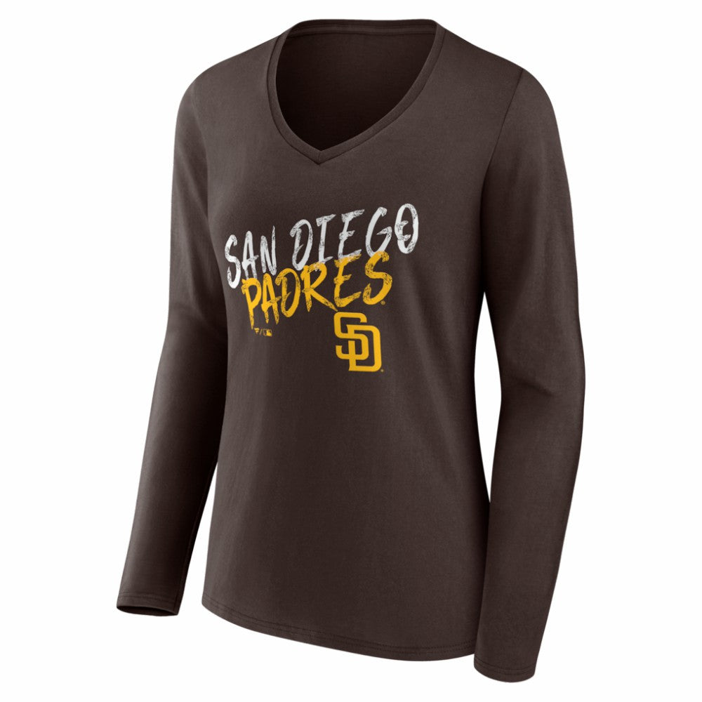 San Diego Padres Women's Hustle Personalized Name & Number Long Sleeve V-Neck T-Shirt - MLB T-shirts