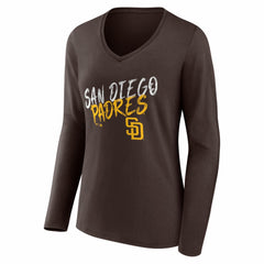San Diego Padres Women's Hustle Personalized Name & Number Long Sleeve V-Neck T-Shirt - MLB T-shirts