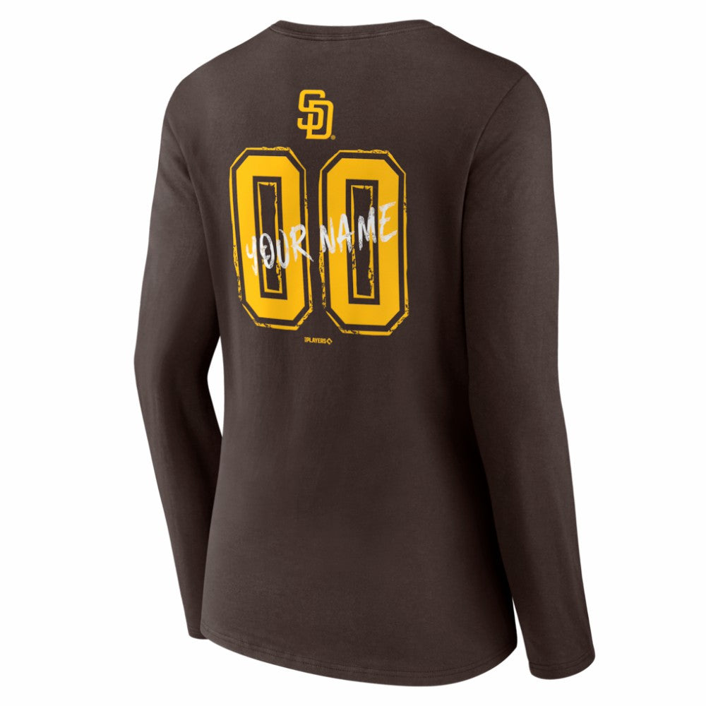 San Diego Padres Women's Hustle Personalized Name & Number Long Sleeve V-Neck T-Shirt - MLB T-shirts