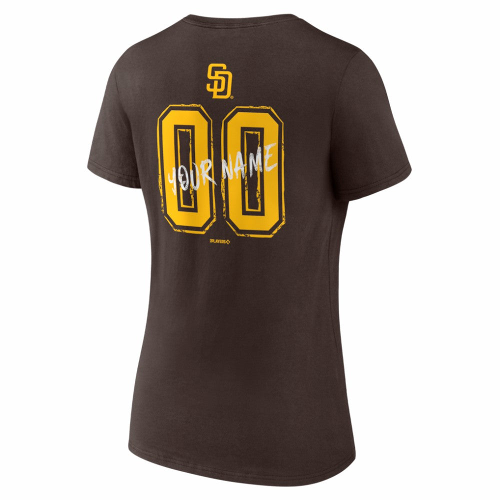 San Diego Padres Women's Hustle Personalized Name & Number V-Neck T-Shirt - MLB T-shirts
