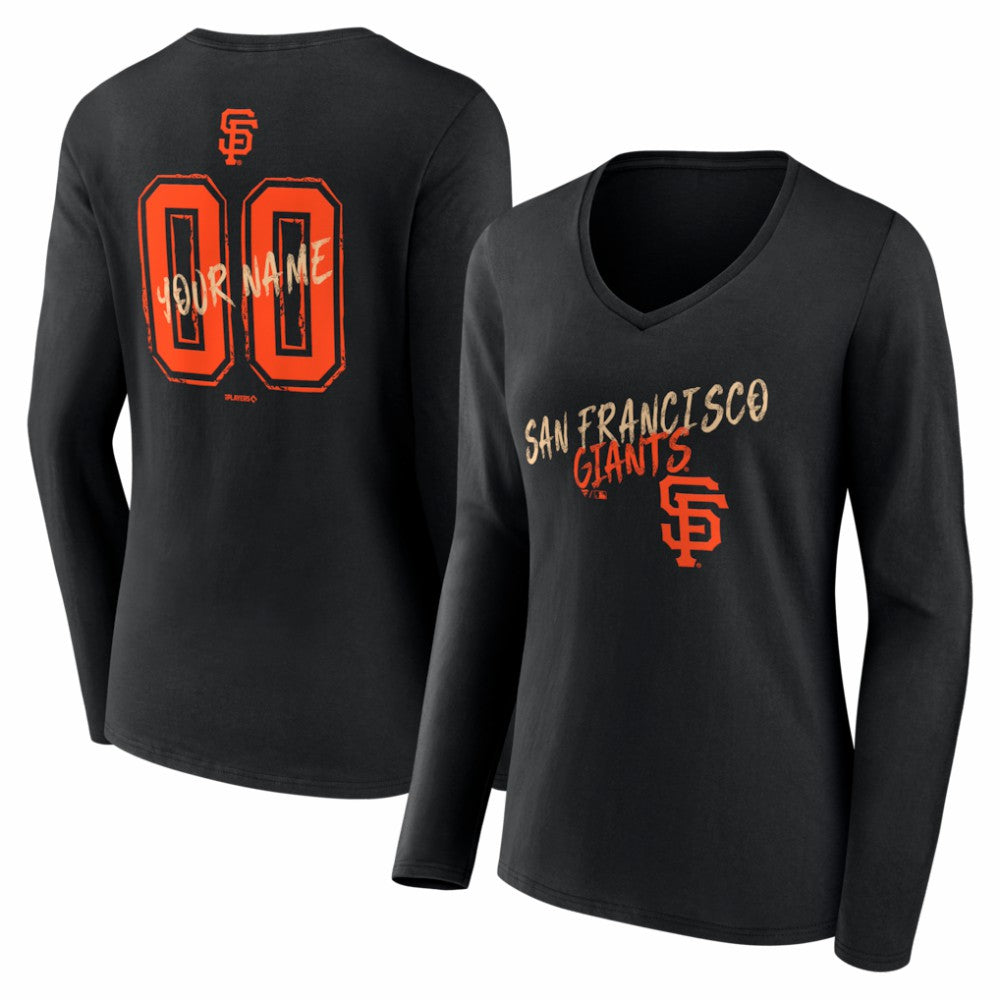 San Francisco Giants Women's Hustle Personalized Name & Number Long Sleeve V-Neck T-Shirt - MLB T-shirts