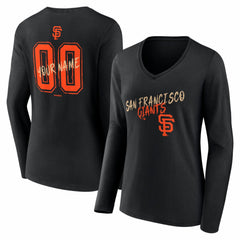 San Francisco Giants Women's Hustle Personalized Name & Number Long Sleeve V-Neck T-Shirt - MLB T-shirts