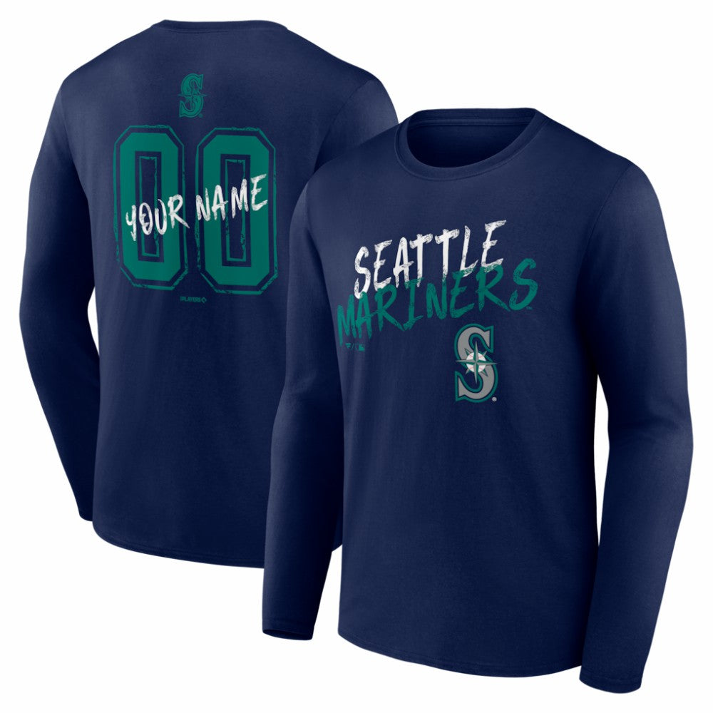 Seattle Mariners  Hustle Personalized Name & Number Long Sleeve T-Shirt - MLB T-shirts
