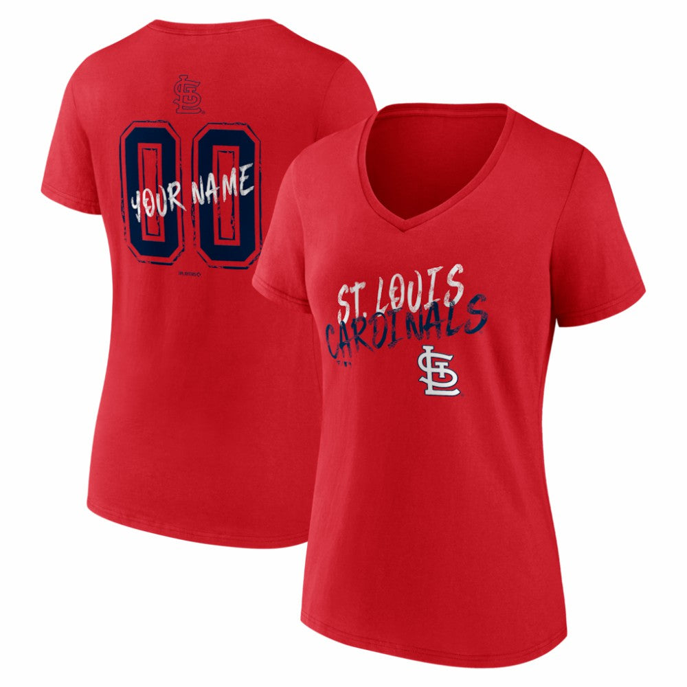 St. Louis Cardinals Women's Hustle Personalized Name & Number V-Neck T-Shirt - MLB T-shirts