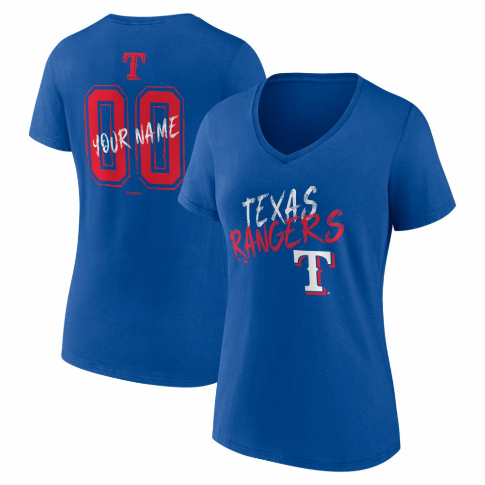 Texas Rangers Women's Hustle Personalized Name & Number V-Neck T-Shirt - MLB T-shirts