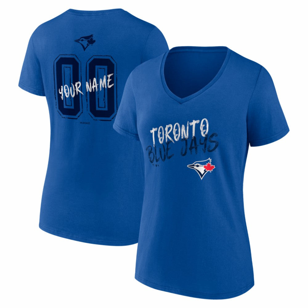 Toronto Blue Jays Women's Hustle Personalized Name & Number V-Neck T-Shirt - MLB T-shirts
