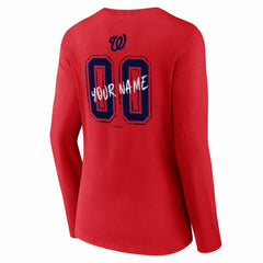 Washington Nationals Women's Hustle Personalized Name & Number Long Sleeve V-Neck T-Shirt - MLB T-shirts