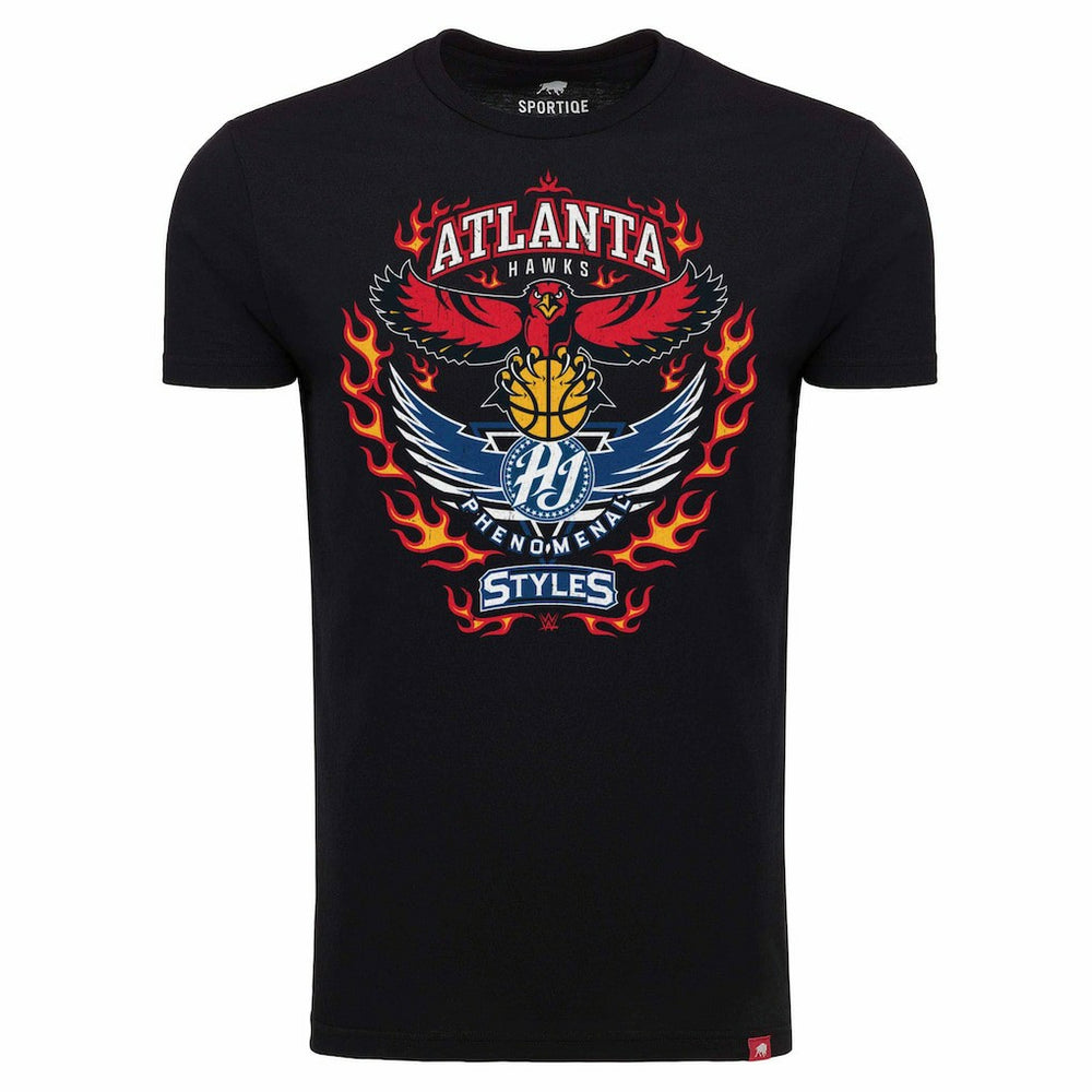 Black AJ Styles Sportiqe Atlanta Hawks Tri-Blend T-Shirt | NBA