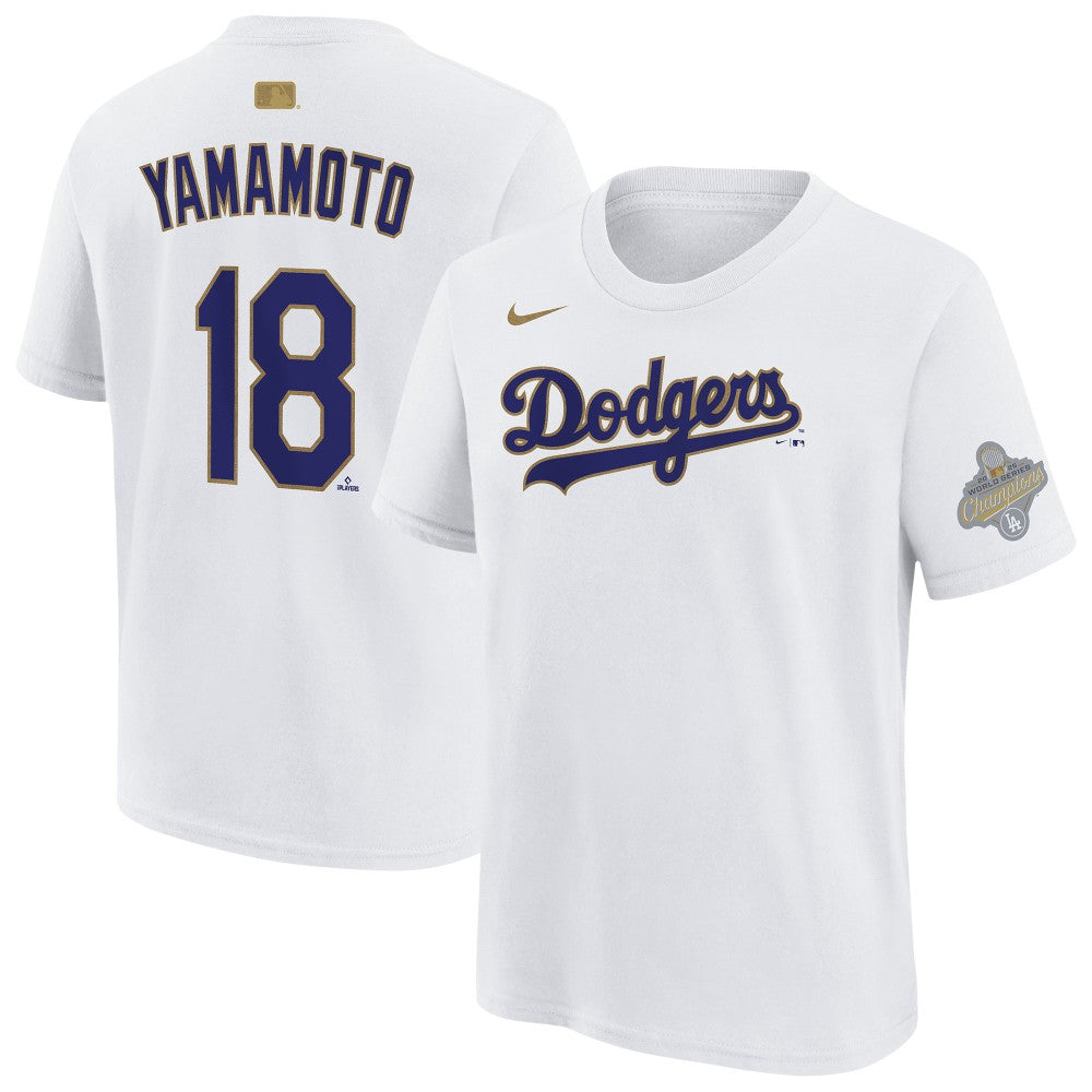 Yoshinobu Yamamoto Los Angeles Dodgers Nike Youth 2026 Gold Collection Name & Number T-Shirt - MLB T-shirts