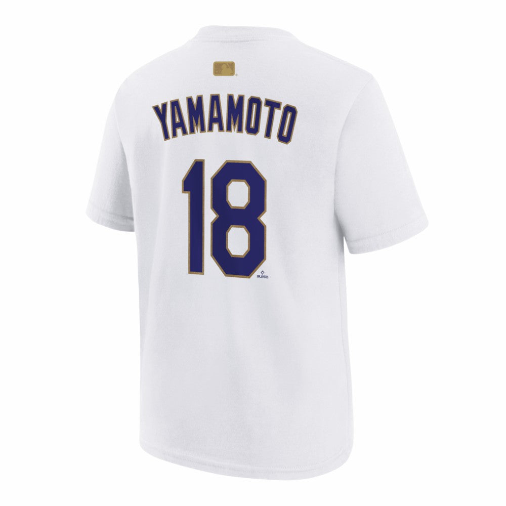 Yoshinobu Yamamoto Los Angeles Dodgers Nike Youth 2026 Gold Collection Name & Number T-Shirt - MLB T-shirts