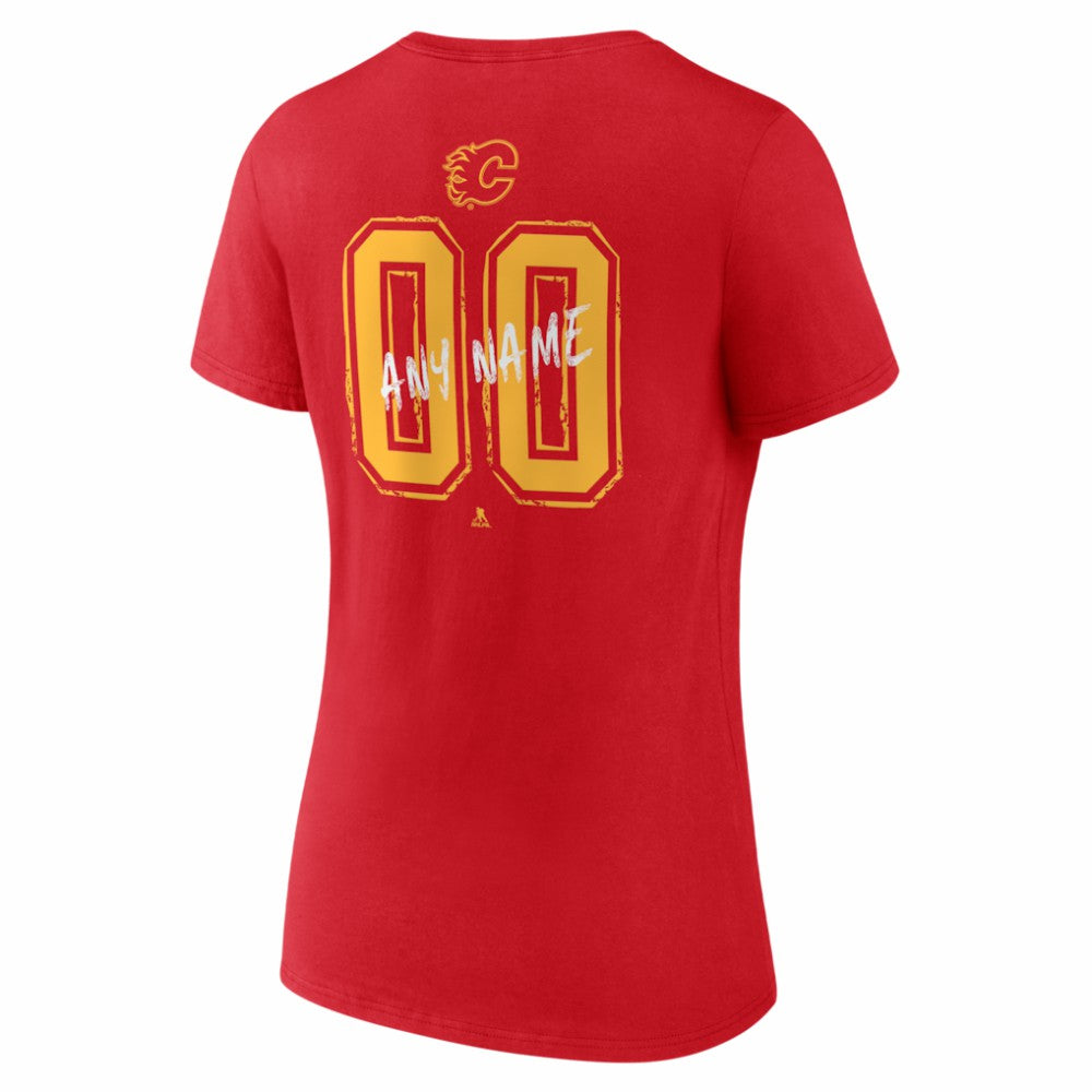 Calgary Flames Women's Hustle Personalized Name & Number V-Neck T-Shirt -  NHL T-shirts