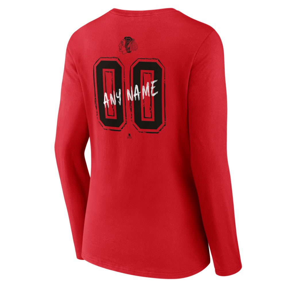 Chicago Blackhawks Women's Hustle Personalized Name & Number Long Sleeve V-Neck T-Shirt -  NHL T-shirts