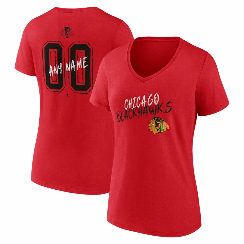 Chicago Blackhawks Women's Hustle Personalized Name & Number V-Neck T-Shirt -  NHL T-shirts