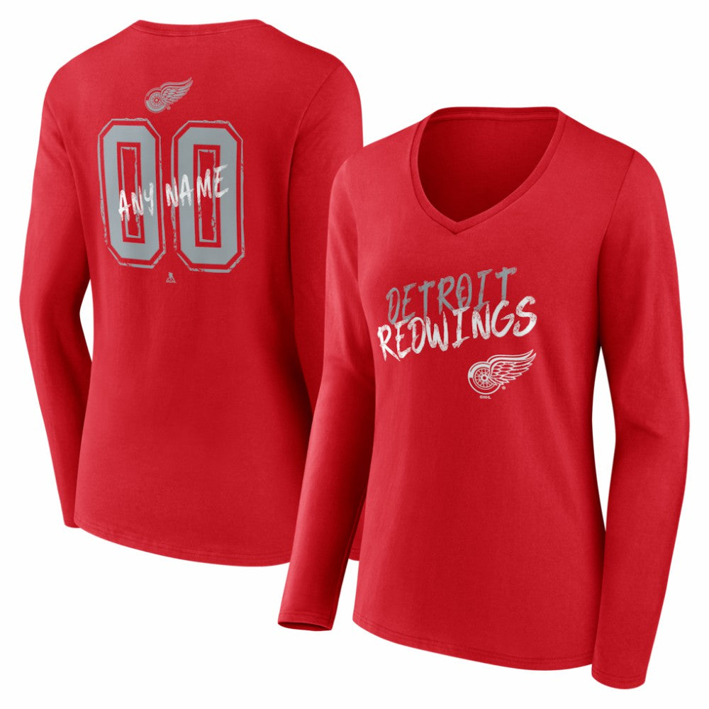 Detroit Red Wings Women's Hustle Personalized Name & Number Long Sleeve V-Neck T-Shirt -  NHL T-shirts
