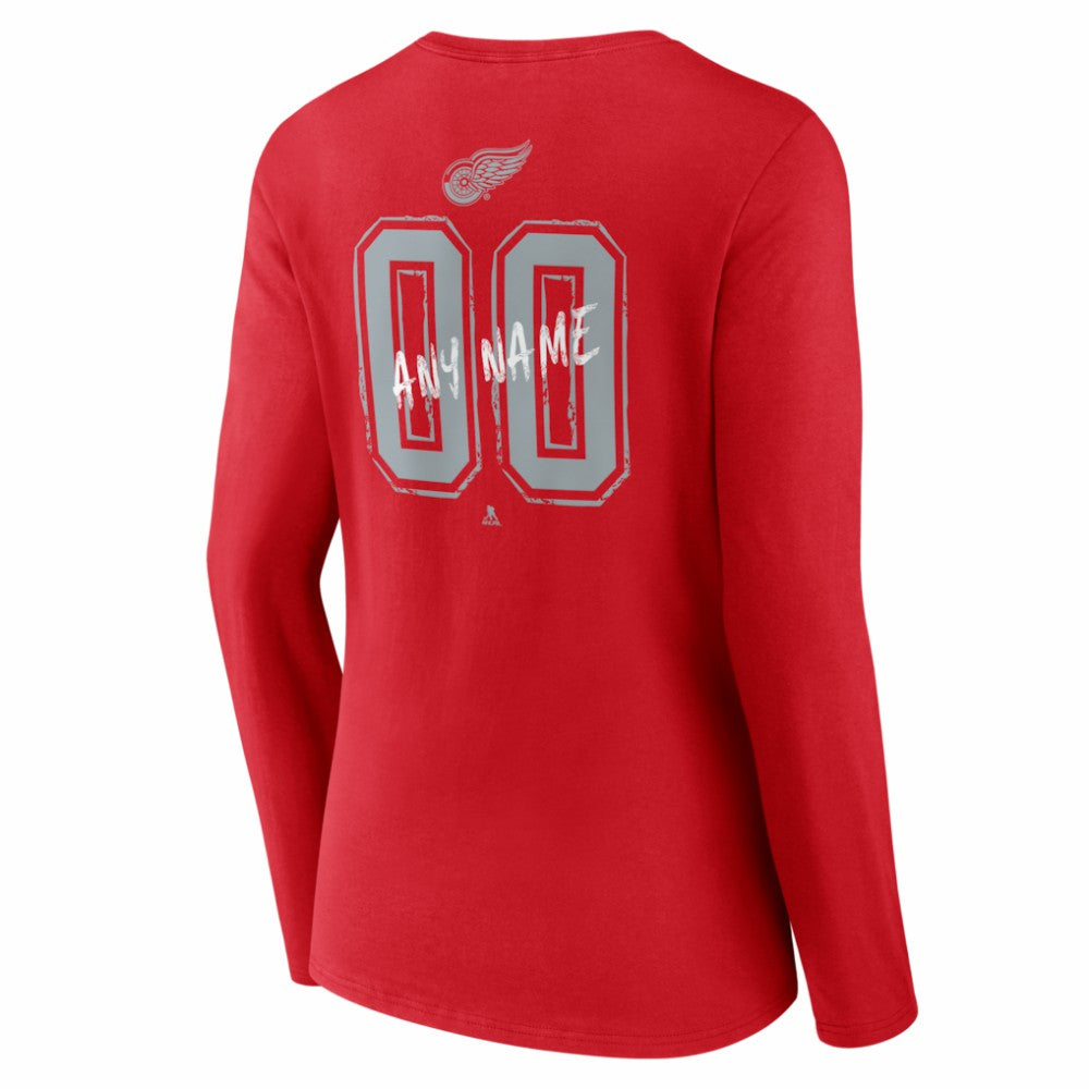 Detroit Red Wings Women's Hustle Personalized Name & Number Long Sleeve V-Neck T-Shirt -  NHL T-shirts
