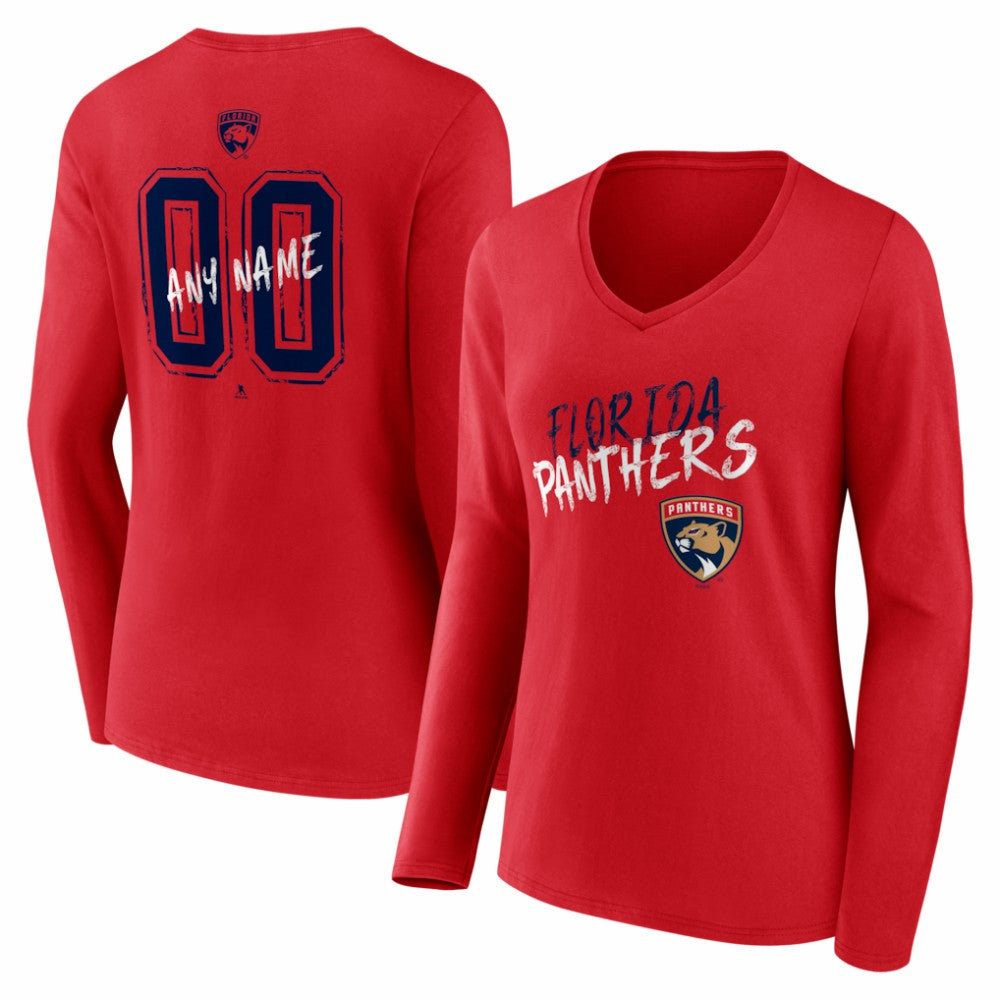 Florida Panthers Women's Hustle Personalized Name & Number Long Sleeve V-Neck T-Shirt -  NHL T-shirts