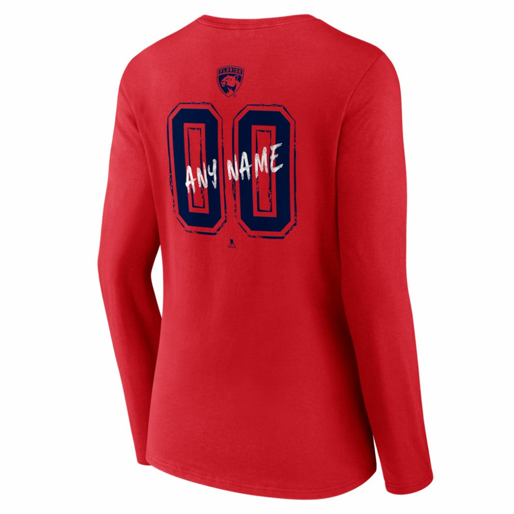 Florida Panthers Women's Hustle Personalized Name & Number Long Sleeve V-Neck T-Shirt -  NHL T-shirts