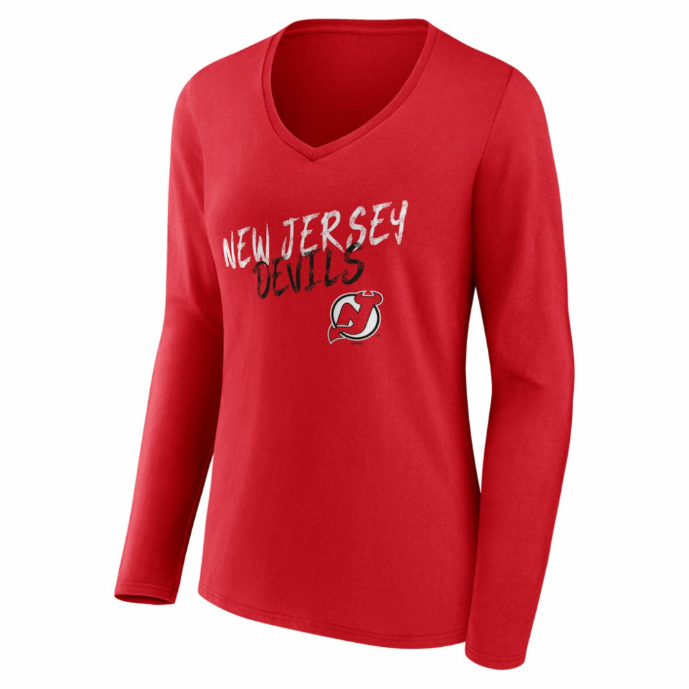 New Jersey Devils Women's Hustle Personalized Name & Number Long Sleeve V-Neck T-Shirt -  NHL T-shirts