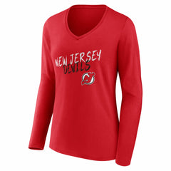 New Jersey Devils Women's Hustle Personalized Name & Number Long Sleeve V-Neck T-Shirt -  NHL T-shirts